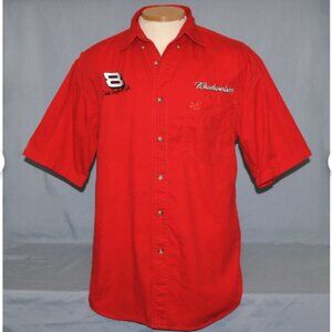 Vintage Dale Earnhardt Jr. Shirt Size Medium Red Short Sleeve Button Down
